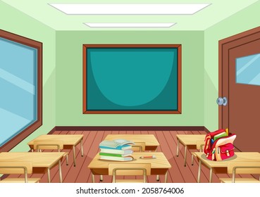 Empty Classroom Interior Chalkboard Illustration Stock Vector (Royalty ...