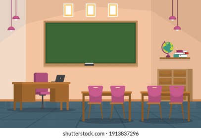 Empty Classroom Interior Education High School Class Nobody Illustration