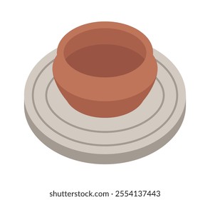 Empty clay bowl vector illustration