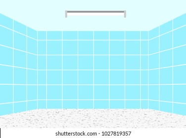 Empty clean bathroom in vector design, perspective