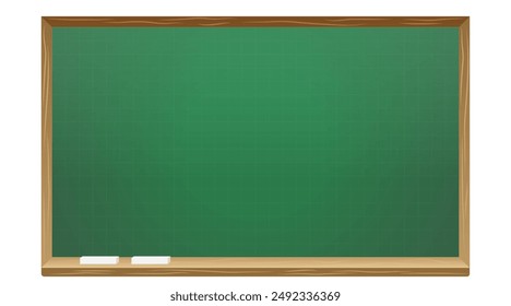 Empty, clean green school board, chalk. A blank dark green chalkboard style texture background. Back to school banner. School blackboard vector illustration.