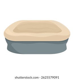 Empty and clean litter box with sand waiting for the cat