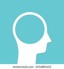 Empty, clear head silhouette. Open mind, memory, learning, cognition, meditation, stupidity and irresponsibility concept. Flat design. EPS 8 vector illustration, no transparency, no gradients