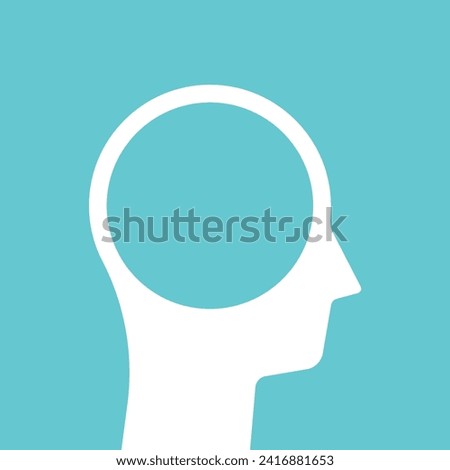 Empty, clear head silhouette. Open mind, memory, learning, cognition, meditation, stupidity and irresponsibility concept. Flat design. EPS 8 vector illustration, no transparency, no gradients