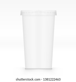 Empty Clear Plastic Disposable Cup With Lid For Soda. EPS10 Vector
