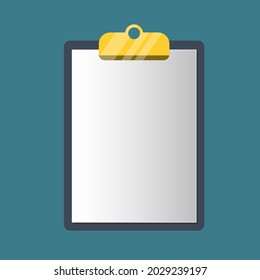 Empty clipboard. blank paper on the clipboard. business icon. flat cartoon for the business idea, web design. vector illustration