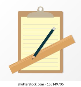 empty clipboard with pencil and ruler