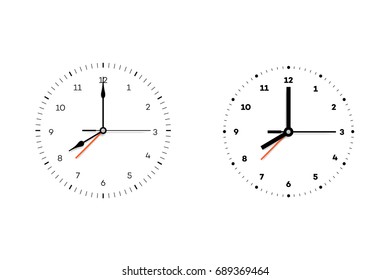 Empty Clock Face. Isolated On White Backgound Vector Illustration.
