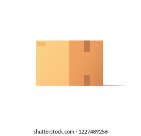 Empty closed box mockup, post container for goods delivery and storage, packaging design. Parcel with adhesive tape 3D isometric icon vector isolated.