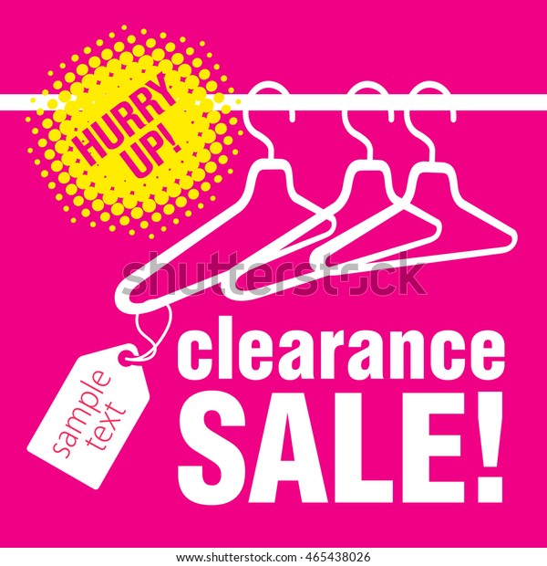 Empty Clothes Hangers Tag Inscriptions Clearance Stock Vector Royalty Free 465438026