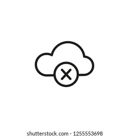 Empty cloud line icon. Stop, error, lost connection. Rejection concept. Can be used for topics like data storage, server connection, computing