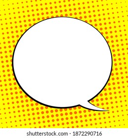 Empty cloud template for text. 
Background colorful image. Vector illustration in retro pop art style.