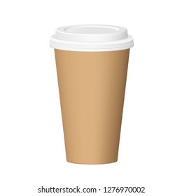 Empty coffee cup craft paper template isolated on white background. Vector