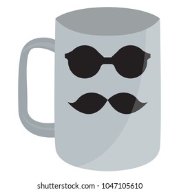 Empty coffee mug with hispter icons