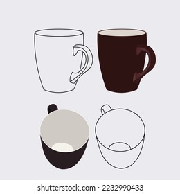 Empty coffee mugs stock illustration on white background