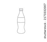 Empty cold drink bottle Line icon Vector illustration. Outline icon glass drink bottle empty clear isolated on white. Sketch bottle for cold drinks flat design. Bottle line silhouette graphic 
