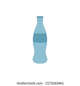 Empty cold drink bottle Vector illustration. Blue glass drink bottle empty clear isolated on white. Fresh drink bottle flat design. Bottle silhouette graphic design