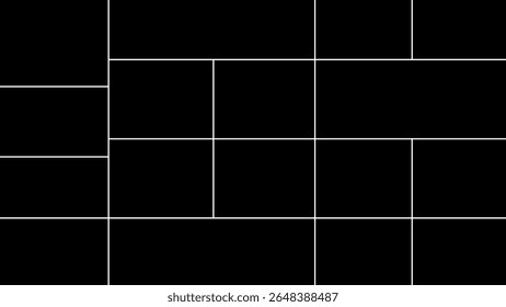 Empty collage for 17 pictures. Vector photo frame for memory.
