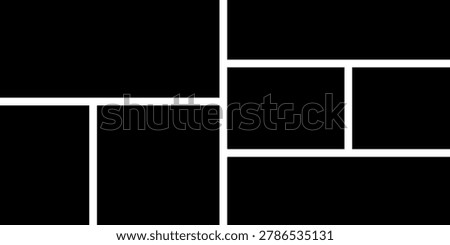 Empty collage for 7 pictures. Vector photo frame for memory.	