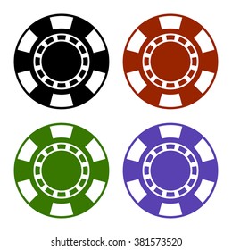 Empty Color Casino Poker Chips Set. Vector