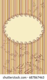 Empty color hand drawn blank vintage frame. Ethnic autumn floral vector background.  Color border doodle frames flower and leaf design illustration.   Good for wedding, postcard. 