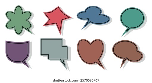 Empty color speech bubbles silhouette isolated on white background Icon set