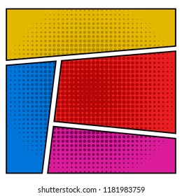 Empty colored comic page. Vector illustration design