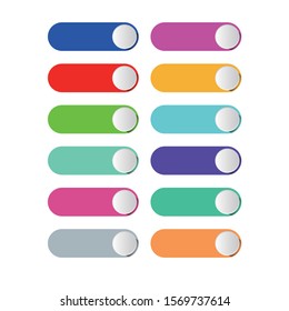 Empty colorful button set with shadow for web in white background.
