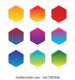 Empty colorful hexagon sticker set