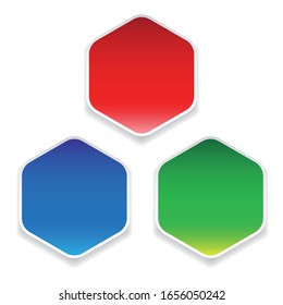 Conjunto de etiquetas hexagonales en color vacío