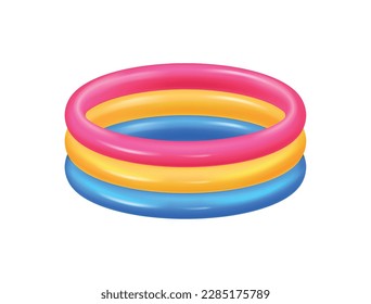 Piscina inflable y colorida vacía para niños ilustración vectorial realista