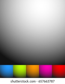Empty colorful radial gradient backdrops. Background set with copyspace