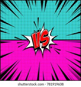 Empty Comic Book Style Background. Versus Illustration. Design Element For Banner, Poster, Flyer. Vector Image