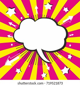 empty comic cartoon sunbeam template speech bubble yellow pink background vector