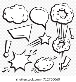 empty comic chat bubble and element set background