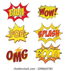 Empty comic collection colored cloud pop art