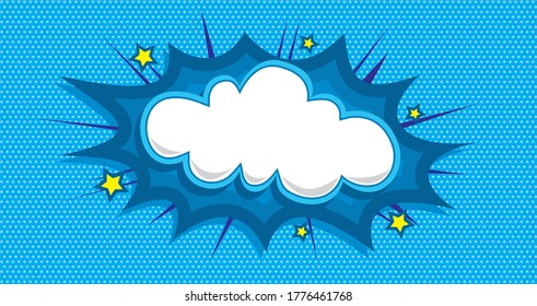 Empty Comic Speech Bubble Vector isolated blue background