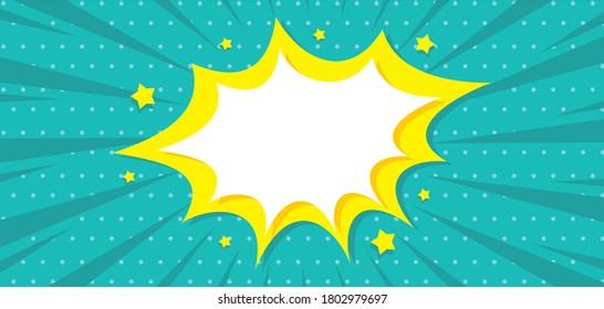 Empty Comic Speech Bubble Vector isolated blue background