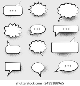 Empty comic speech bubbles design. Blank empty speech bubbles. Abstract creative vector collection white blank bubble comic text. Dialog box.