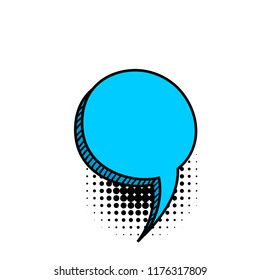 Empty comic text speech bubble. Colored pop art style sound effect phrase. Halftone vector illustration banner. Vintage comics book poster.