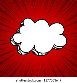 Empty comic text speech bubble. Colored pop art style sound effect phrase. Halftone vector illustration banner. Vintage comics book poster.