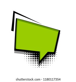 Empty comic text speech bubble. Colored pop art style sound effect phrase. Halftone vector illustration banner. Vintage comics book poster.