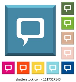Empty comment bubble white icons on edged square buttons in various trendy colors
