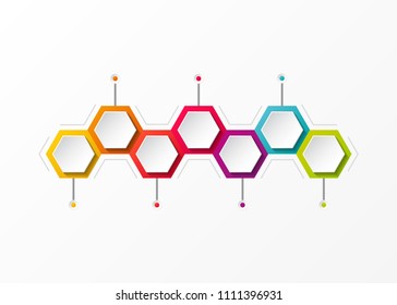 Empty company milestone with hexagonal icons. Vector.