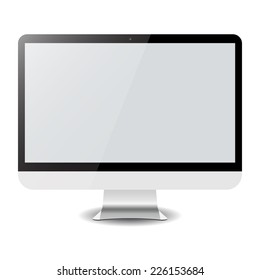 Empty computer display isolated on white. Led full hd monitor for your work. Vector illustration isolated on white background eps10