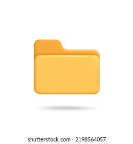Empty computer yellow file folder 3d vector icon. Digital file computer organization and store idea.