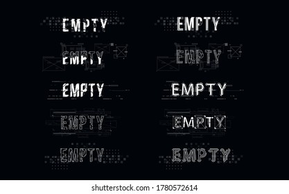 Empty. Conceptual Layout with HUD elements for print and web. Lettering with futuristic user interface elements.