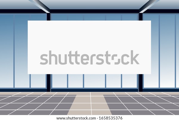 empty conference room with big window and\
white board. Vector\
illustration