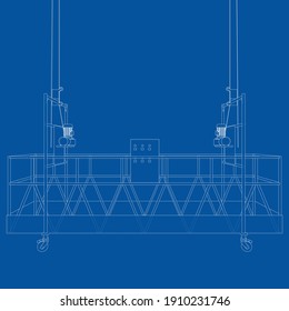 Empty construction elevator. Vector rendering of 3d. Wire-frame style