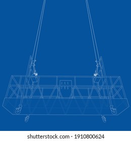 Empty construction elevator. Vector rendering of 3d. Wire-frame style